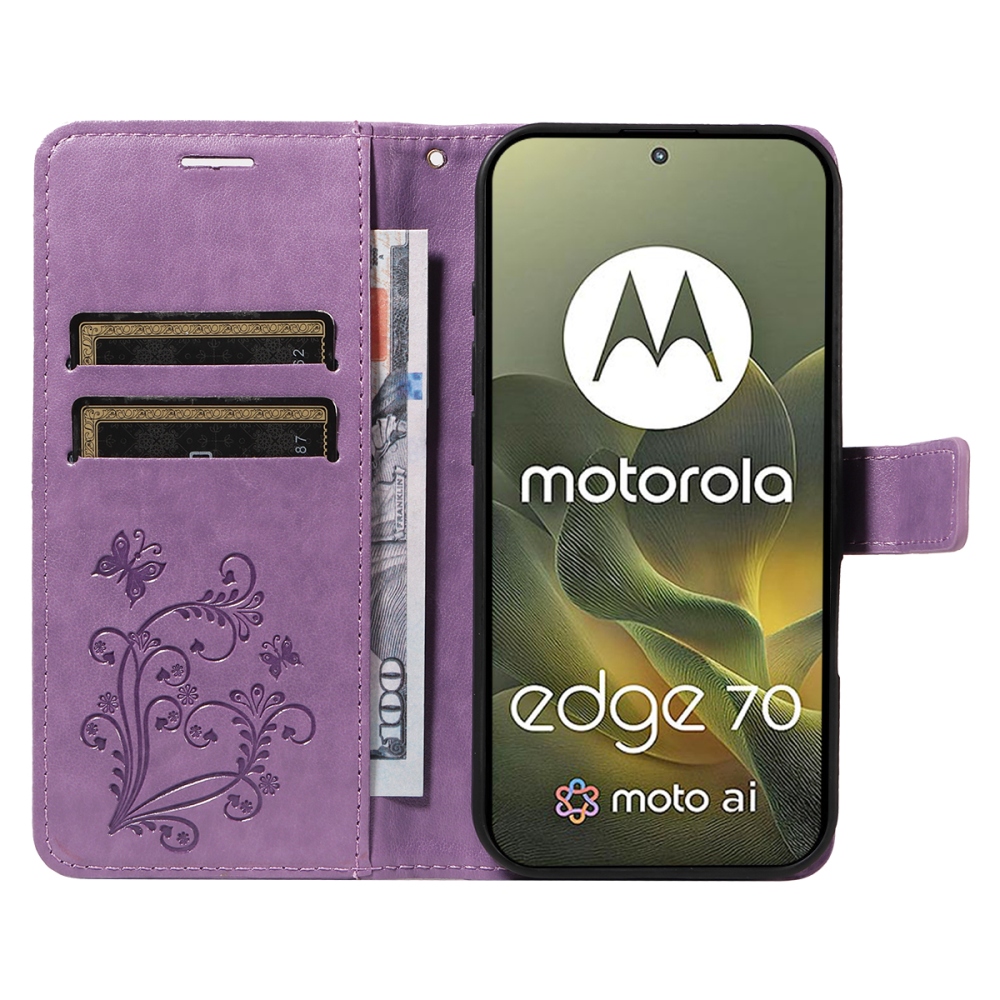 Nagy pillangó könyvtáska Motorola Edge 70 5G - lila