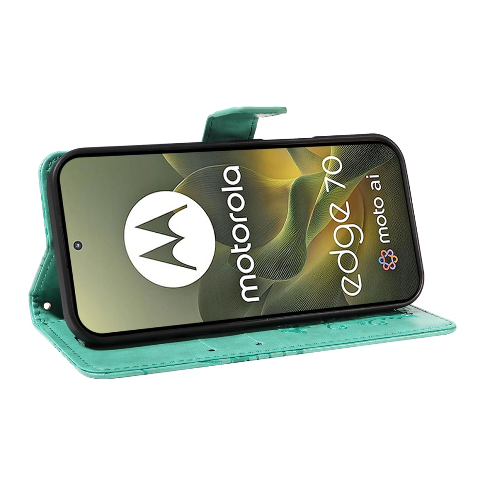 Nagy pillangó könyvtáska Motorola Edge 70 5G-hez - teáskék színű