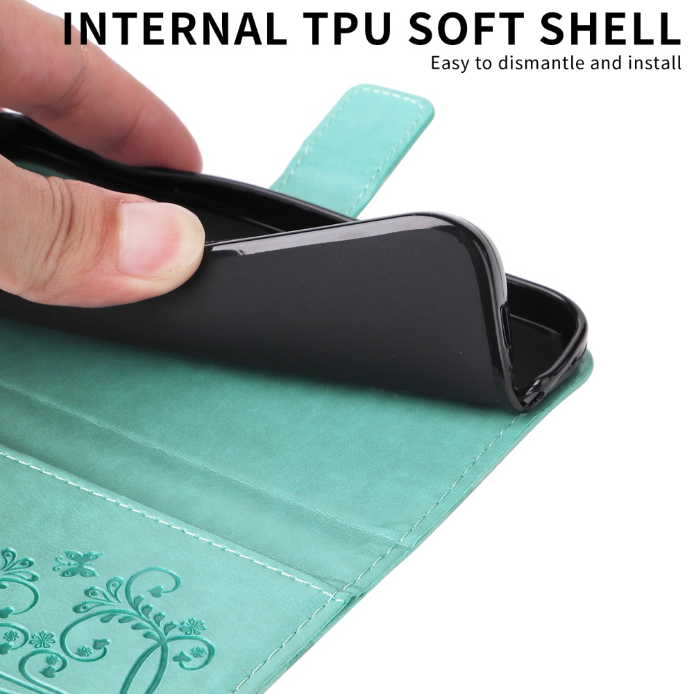 Nagy pillangó könyvtáska Motorola Edge 70 5G-hez - teáskék színű