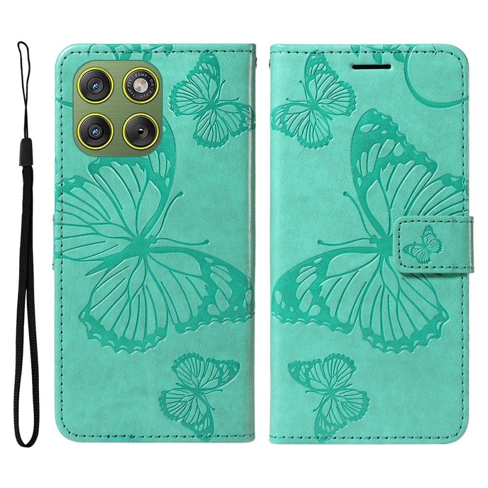 Nagy pillangó könyvtáska Motorola Edge 70 5G-hez - teáskék színű