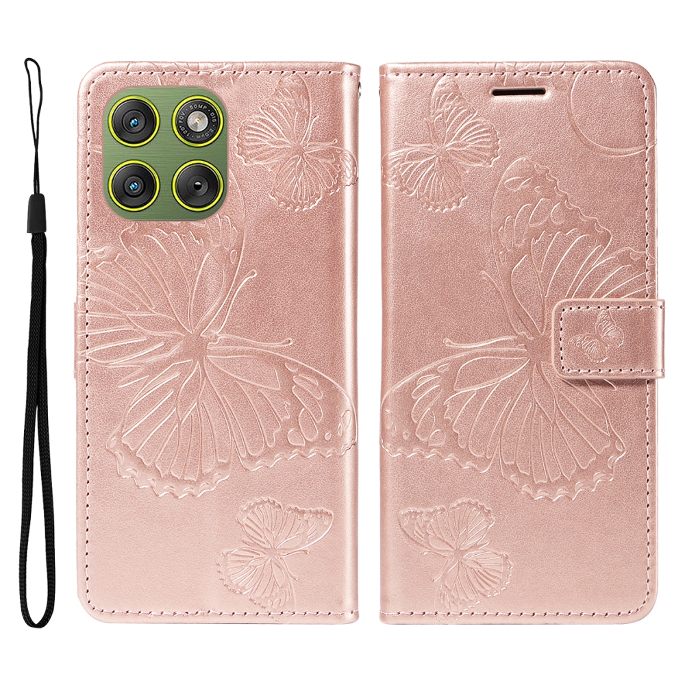 Nagy pillangó könyv tok Motorola Edge 70 5G - rózsaarany