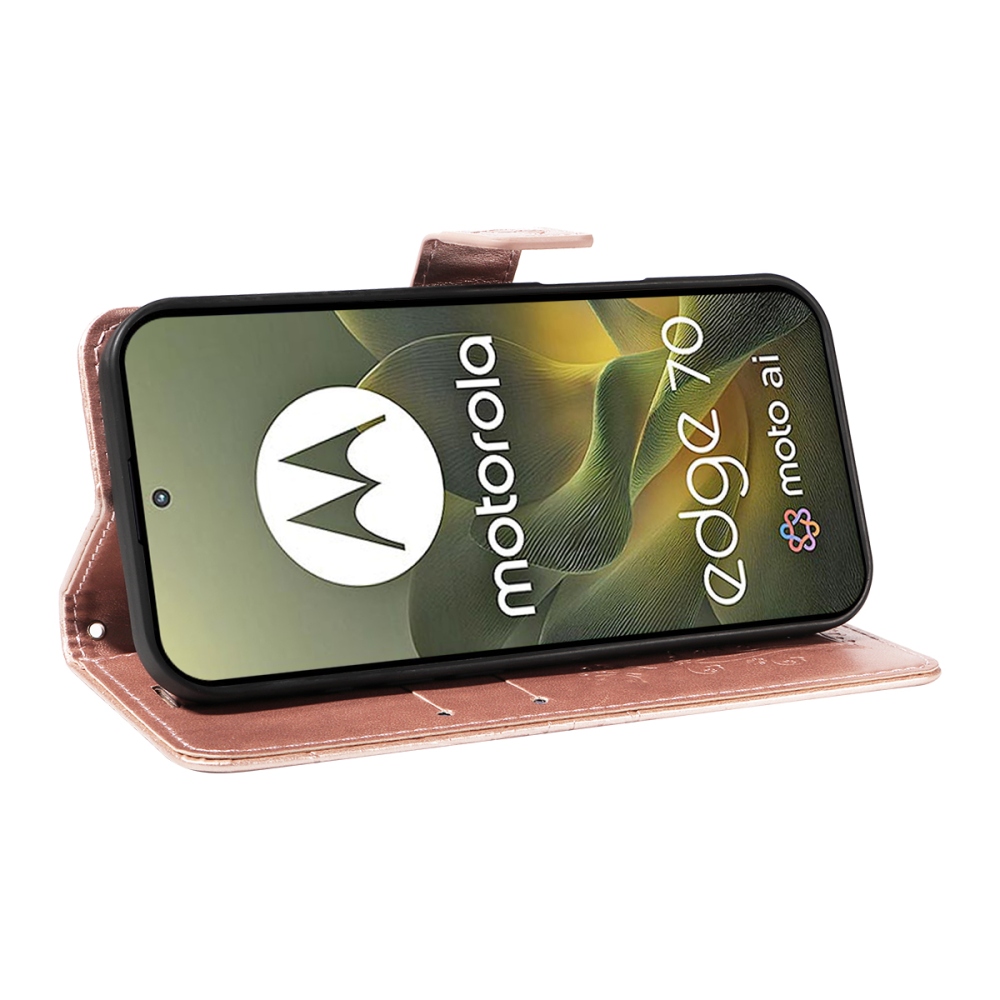 Nagy pillangó könyv tok Motorola Edge 70 5G - rózsaarany