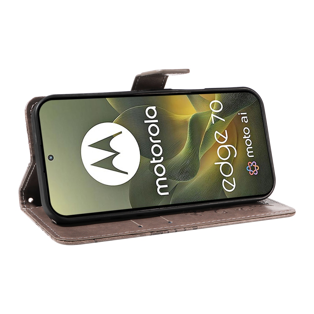 Nagy pillangó könyv tok Motorola Edge 70 5G - szürke