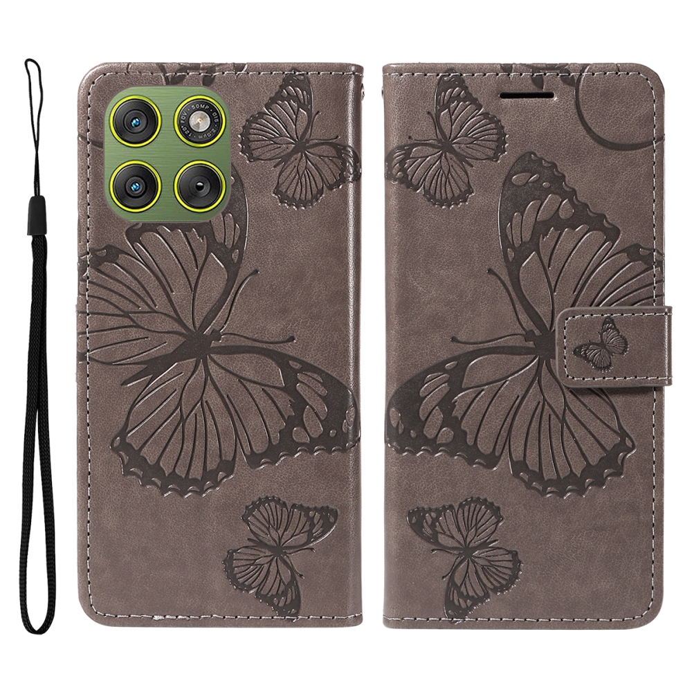 Nagy pillangó könyv tok Motorola Edge 70 5G - szürke