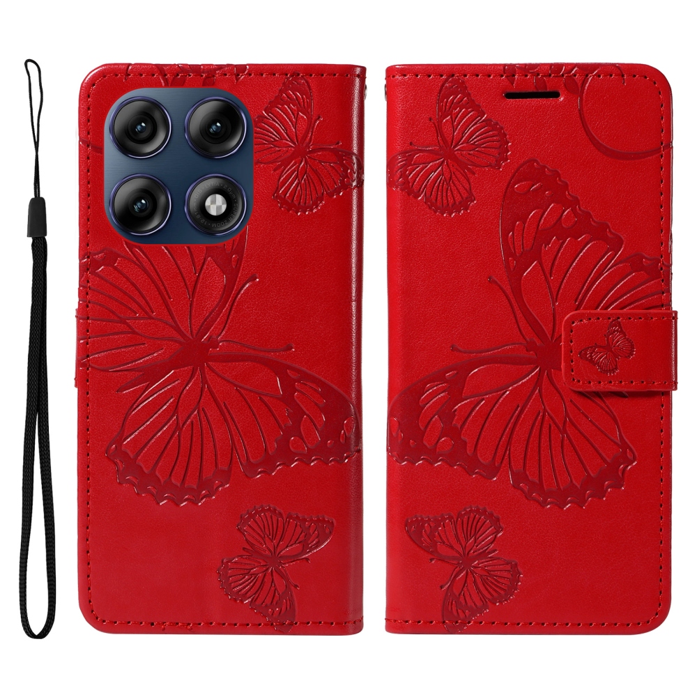 Big Butterfly könyvformájú tok a Motorola Edge 70 Pro 5G-hez – piros