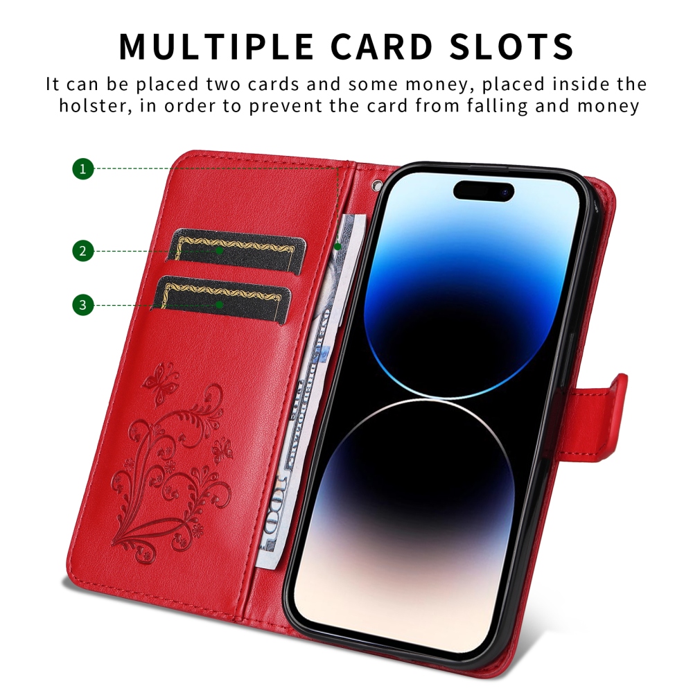 Big Butterfly könyvformájú tok a Motorola Edge 70 Pro 5G-hez – piros