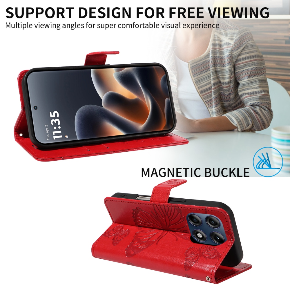 Big Butterfly könyvformájú tok a Motorola Edge 70 Pro 5G-hez – piros