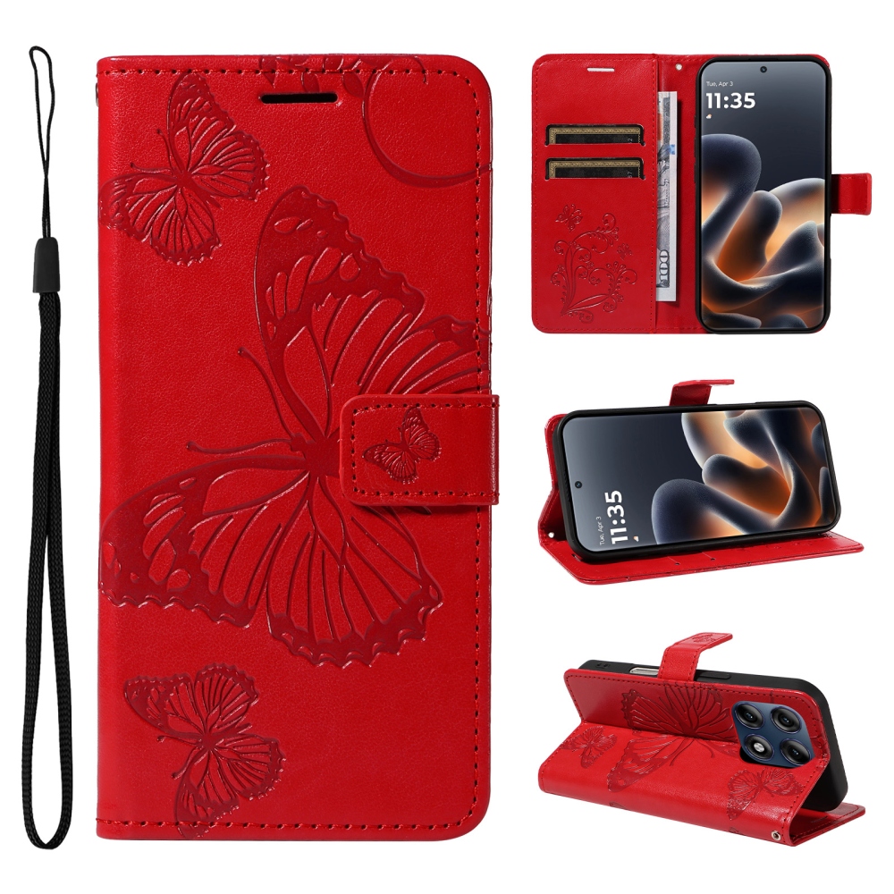Big Butterfly könyvformájú tok a Motorola Edge 70 Pro 5G-hez – piros