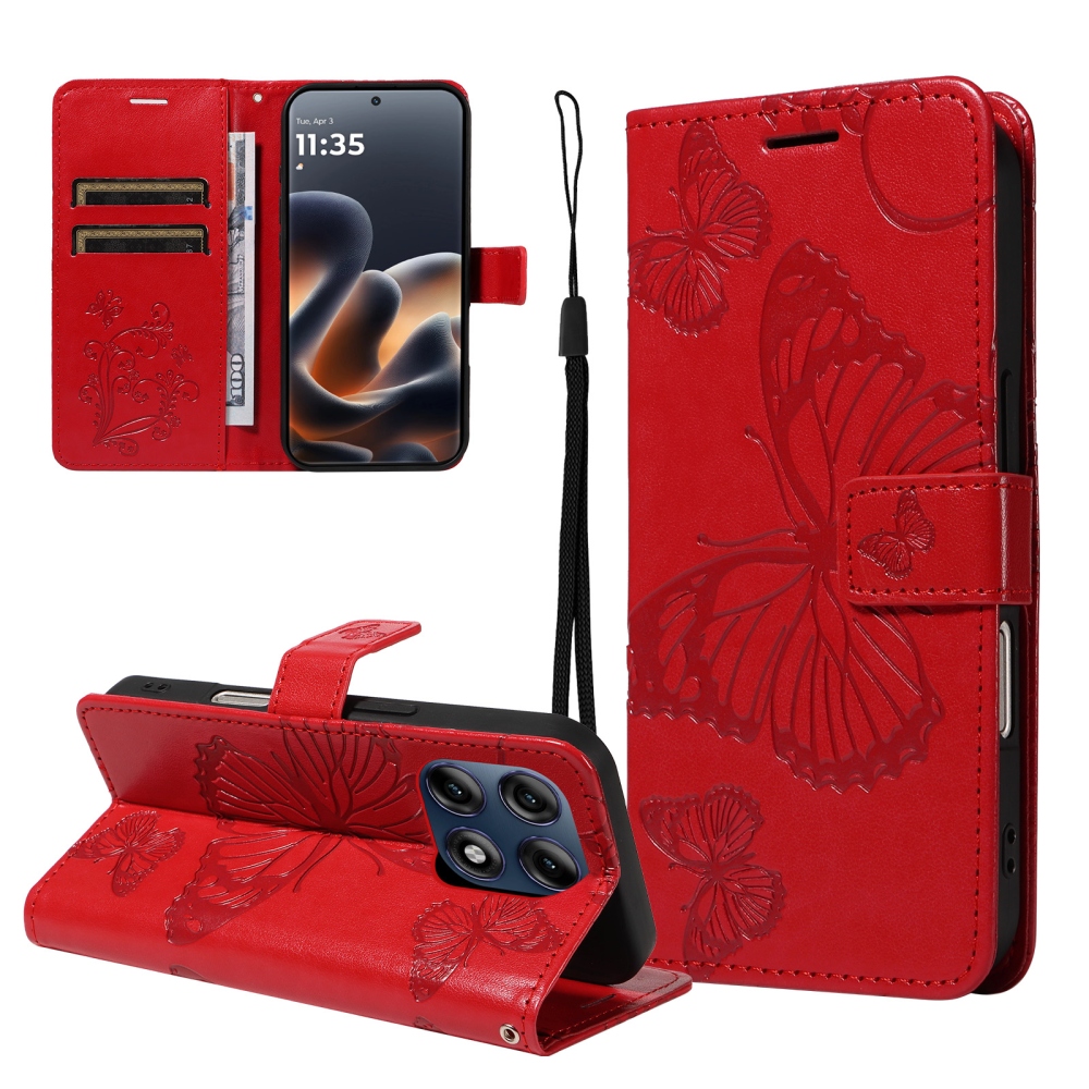 Big Butterfly könyvformájú tok a Motorola Edge 70 Pro 5G-hez – piros