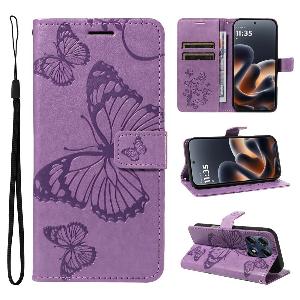 Big Butterfly könyvszerű tok a Motorola Edge 70 Pro 5G-hez – lila