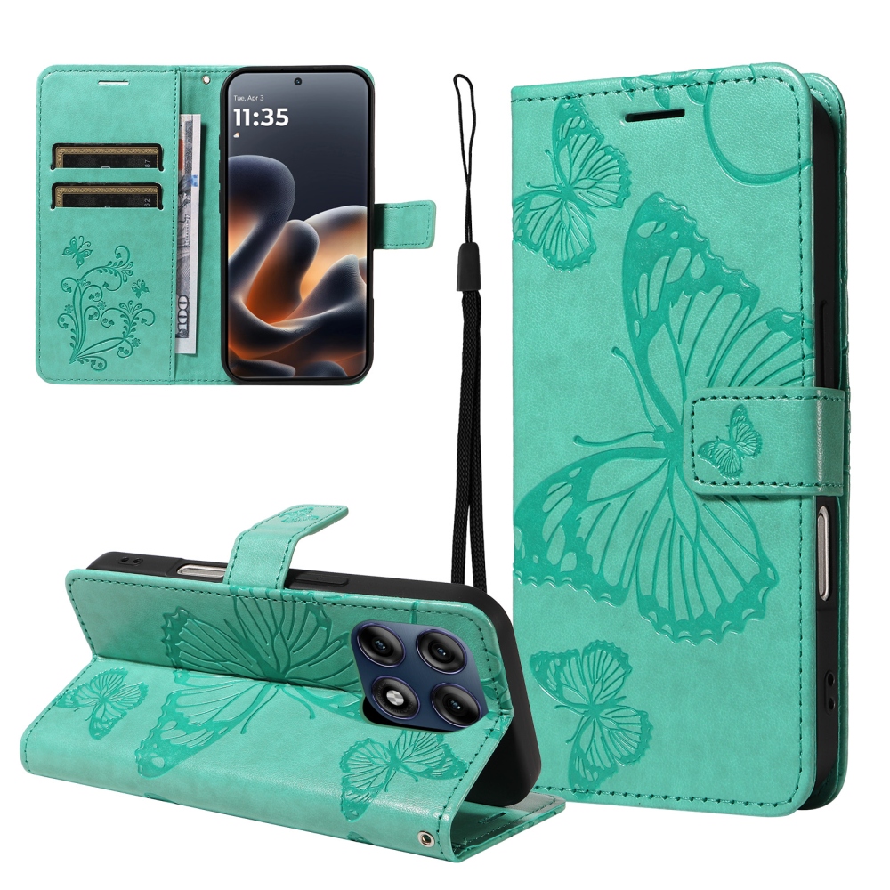 Big Butterfly könyvhátlap a Motorola Edge 70 Pro 5G-hez – kék-zöld
