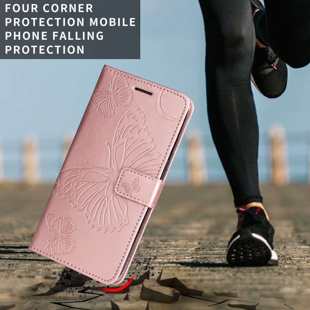 Big Butterfly könyvformájú tok a Motorola Edge 70 Pro 5G-hez – rózsaszín-arany