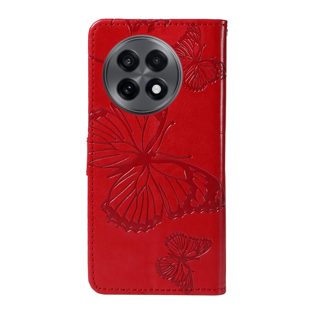 Nagy pillangó könyv tok a OnePlus 13R 5G számára - piros