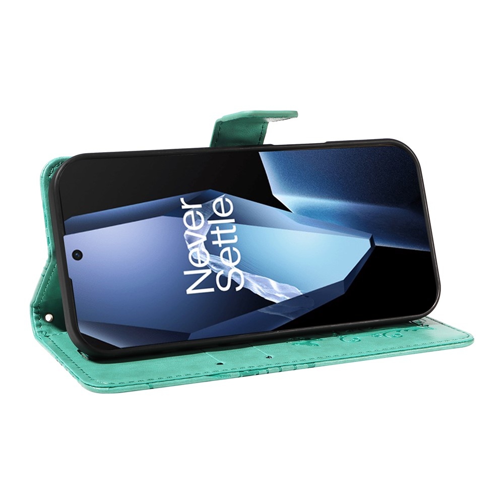 Nagy pillangó könyv tok a OnePlus 13R 5G számára - teal színű