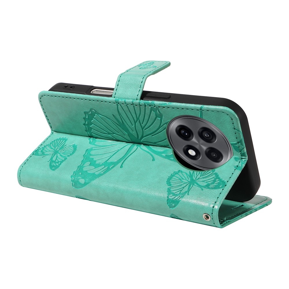 Nagy pillangó könyv tok a OnePlus 13R 5G számára - teal színű
