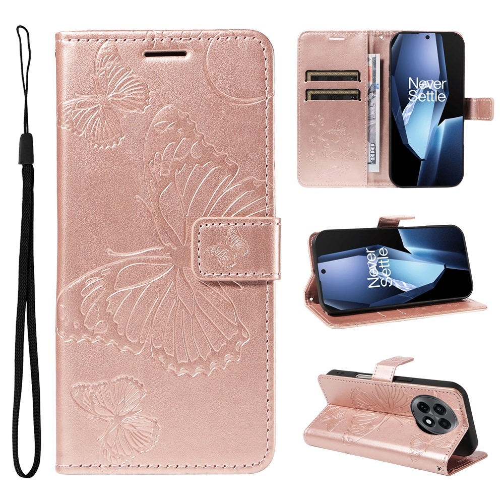 Nagy pillangó könyv tok OnePlus 13R 5G - rózsa arany