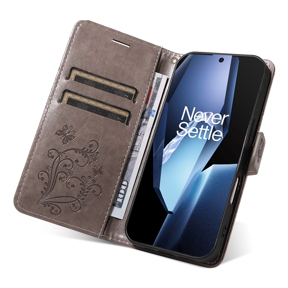 Nagy pillangó könyv tok a OnePlus 13R 5G számára - szürke