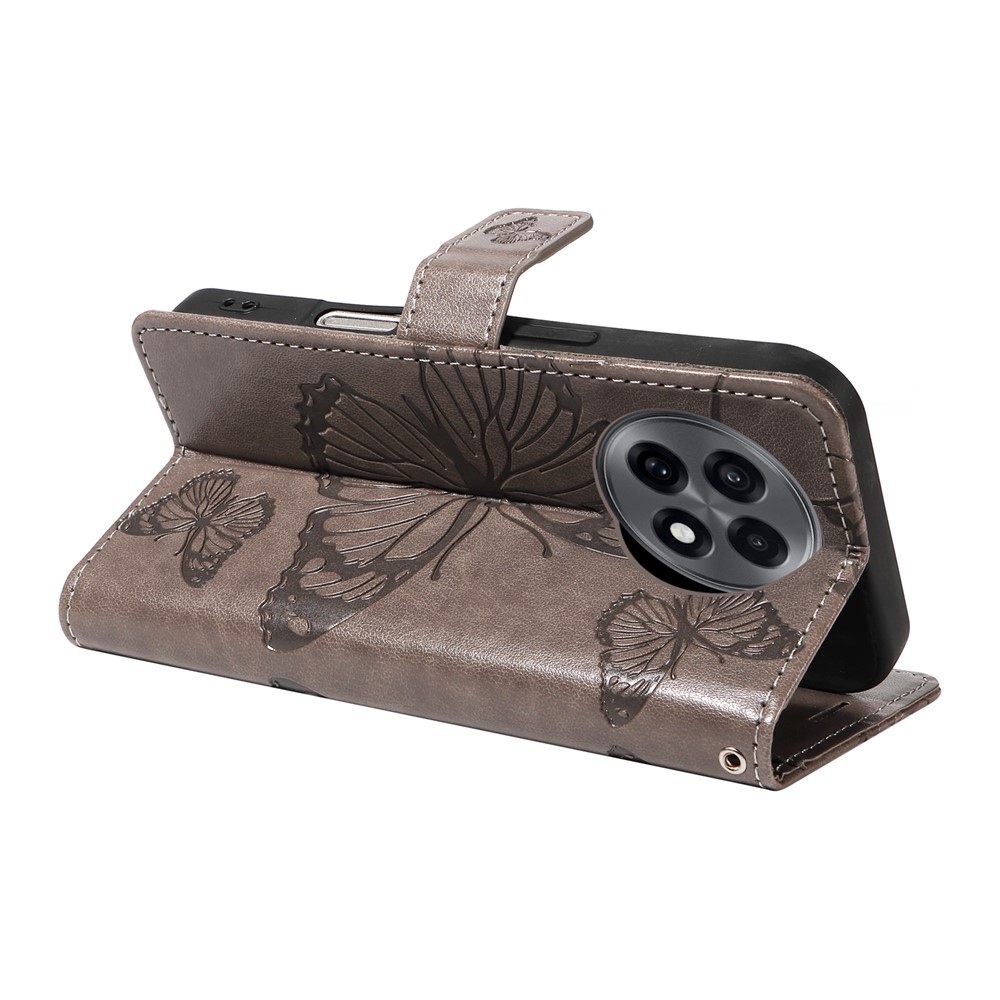 Nagy pillangó könyv tok a OnePlus 13R 5G számára - szürke