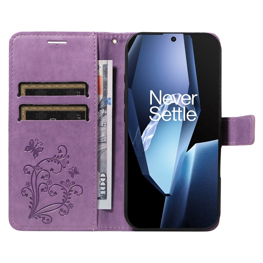 Nagy pillangó könyv tok a OnePlus 13R 5G számára - világos lila