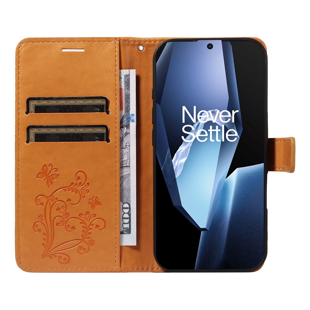 Nagy pillangó könyv tok a OnePlus 13R 5G számára - sárga