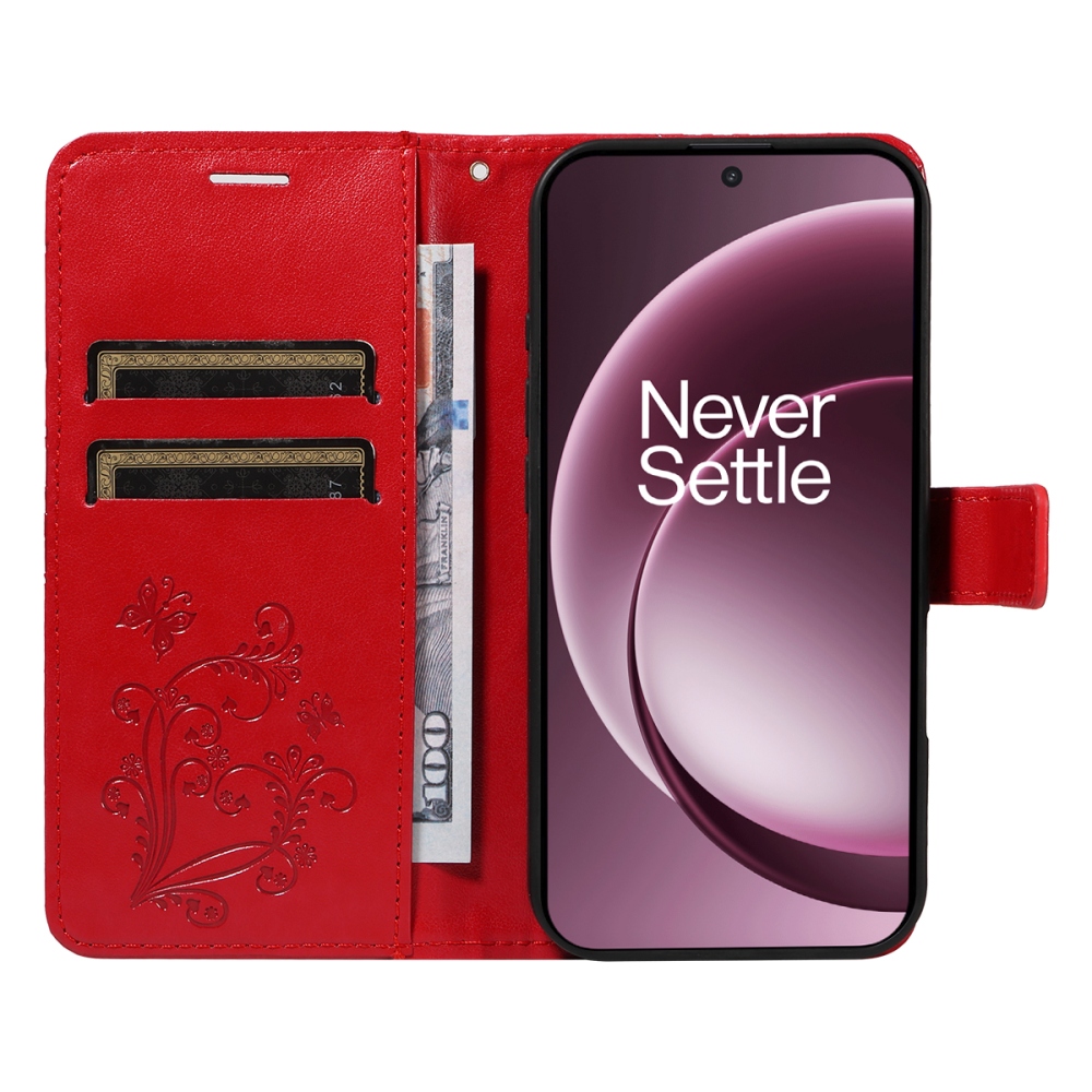 Nagy pillangó könyv tok a OnePlus 15 5G-hez - piros
