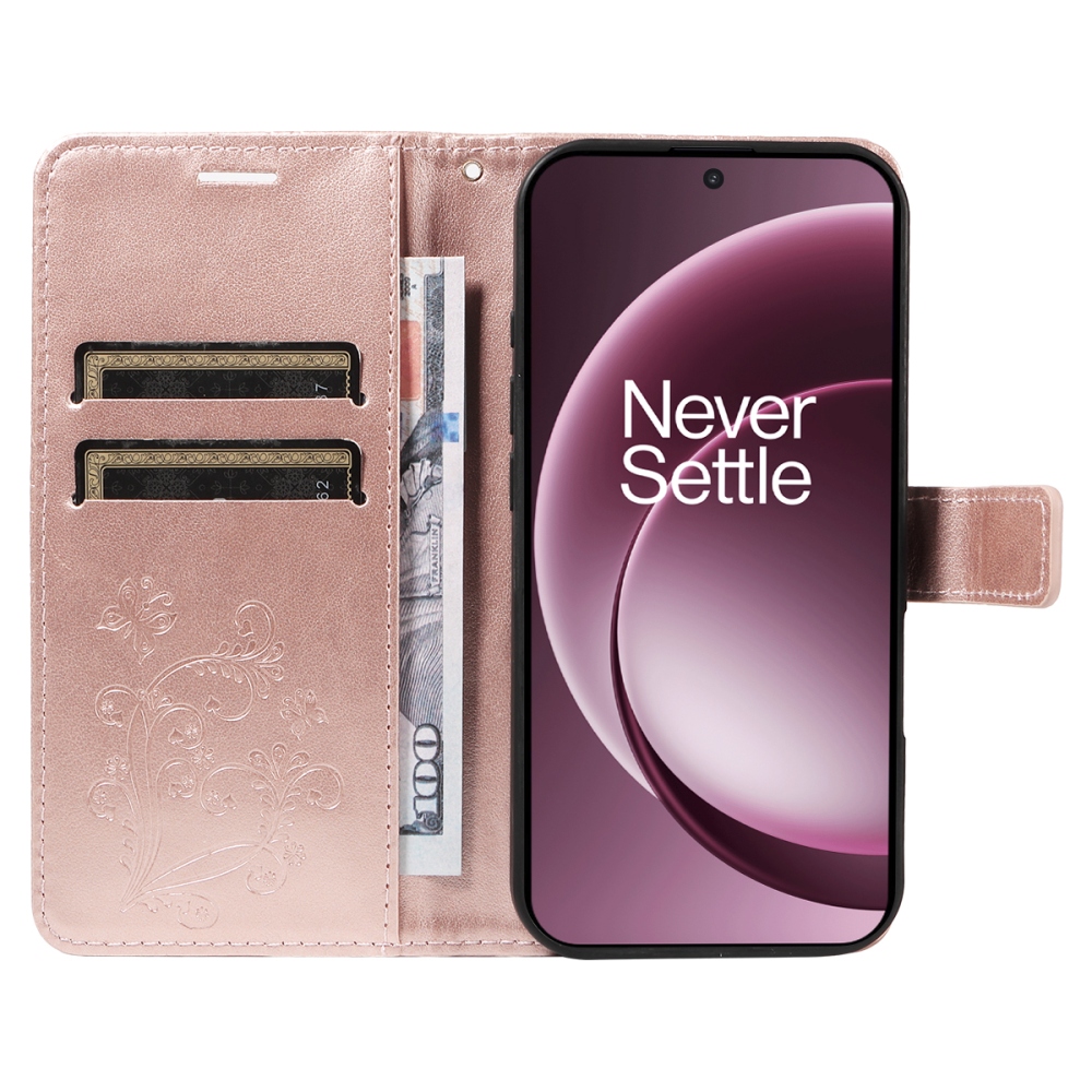 Nagy pillangó könyv tok OnePlus 15 5G - rózsa arany