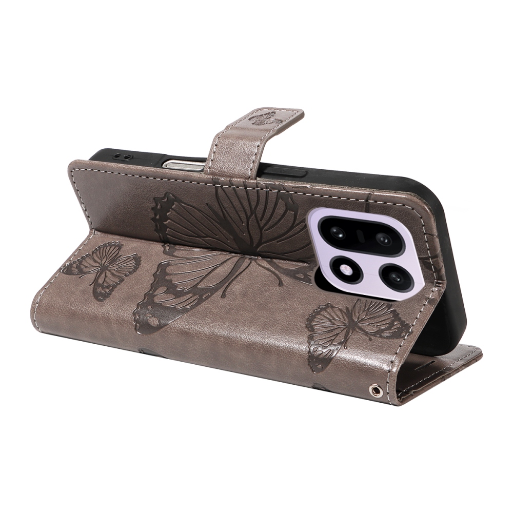 Nagy pillangó könyv tok a OnePlus 15 5G-hez - szürke