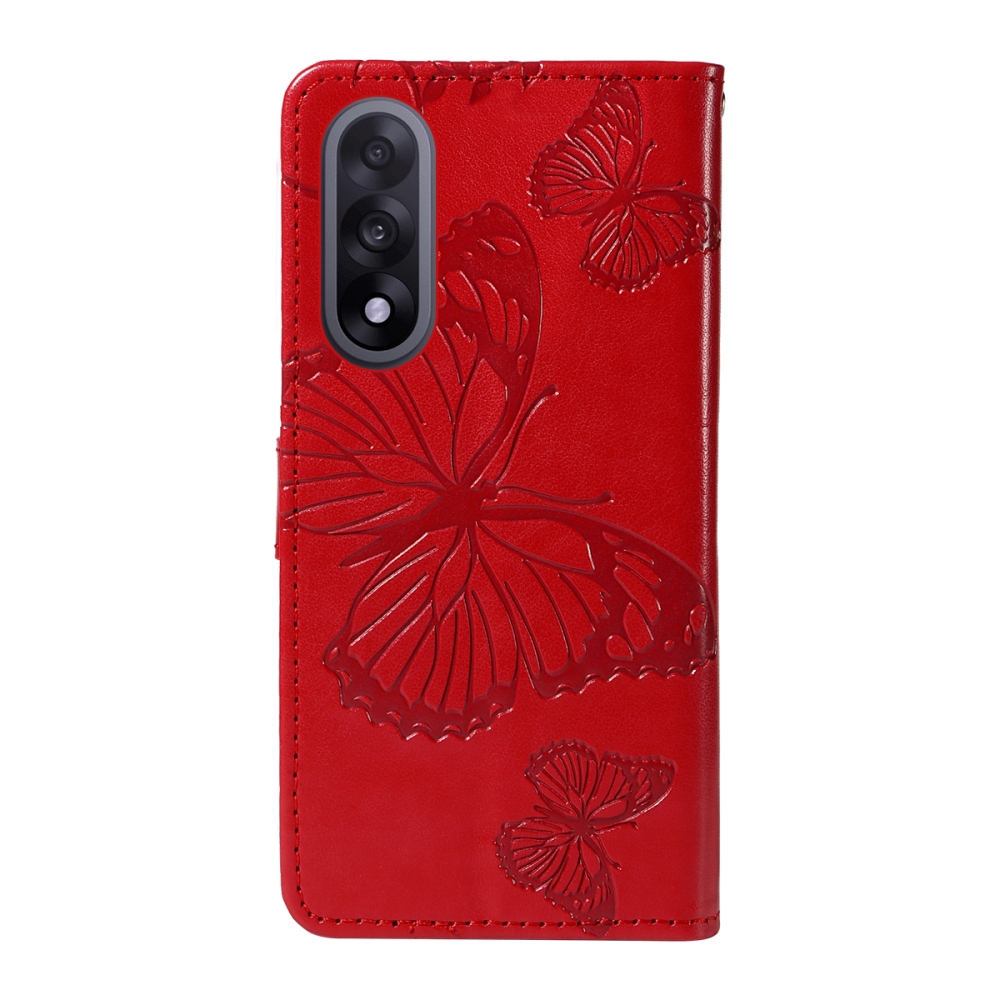 Nagy pillangó könyv tok a OnePlus Nord 5 5G számára - piros