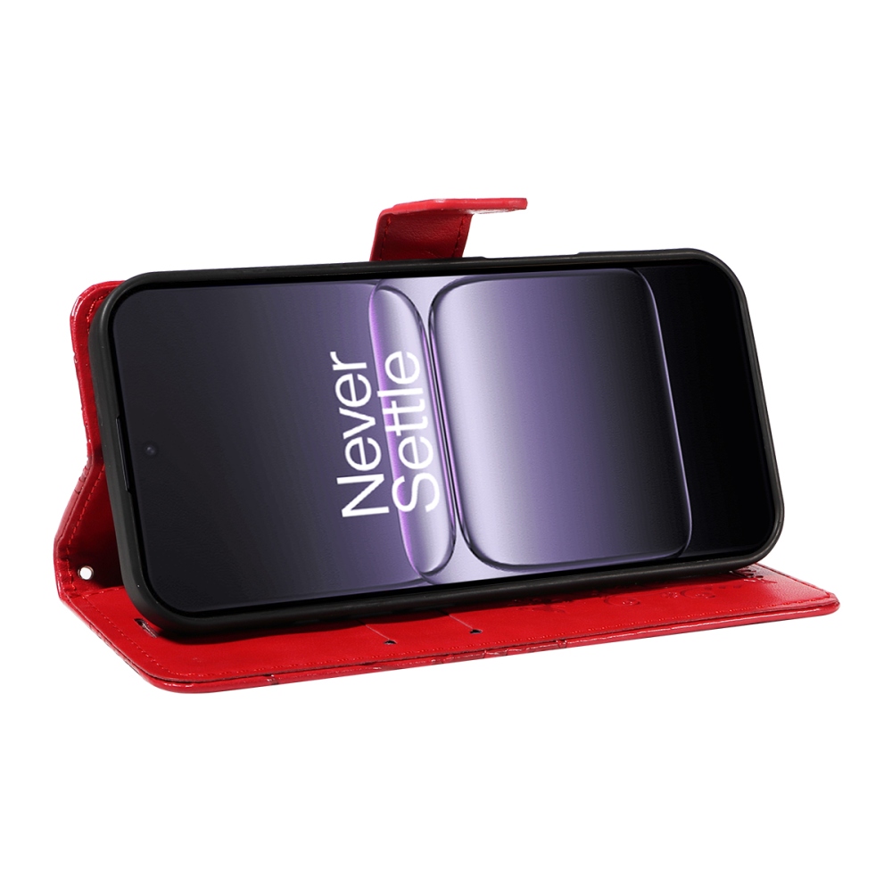 Nagy pillangó könyv tok a OnePlus Nord 5 5G számára - piros