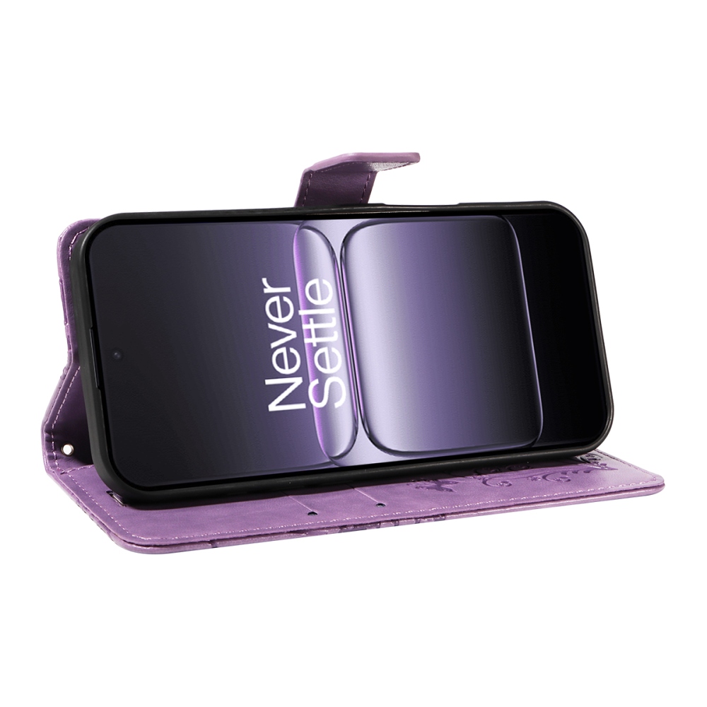 Nagy pillangó könyv tok a OnePlus Nord 5 5G számára - lila