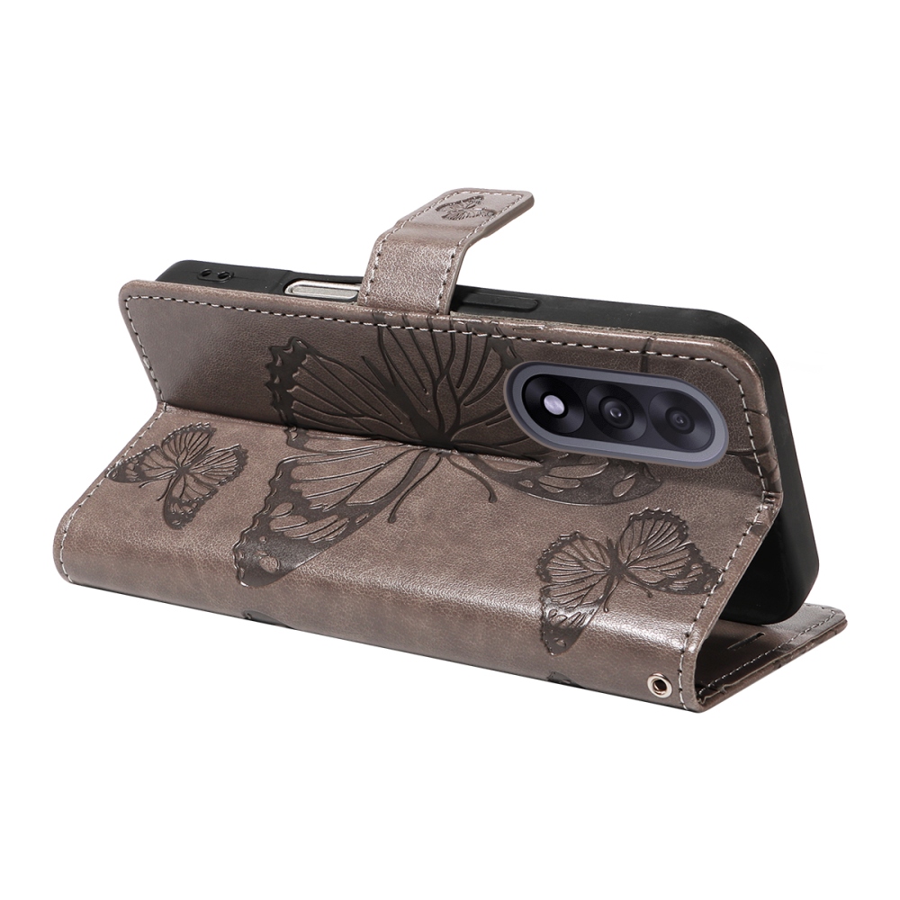 Nagy pillangó könyv tok a OnePlus Nord 5 5G számára - szürke