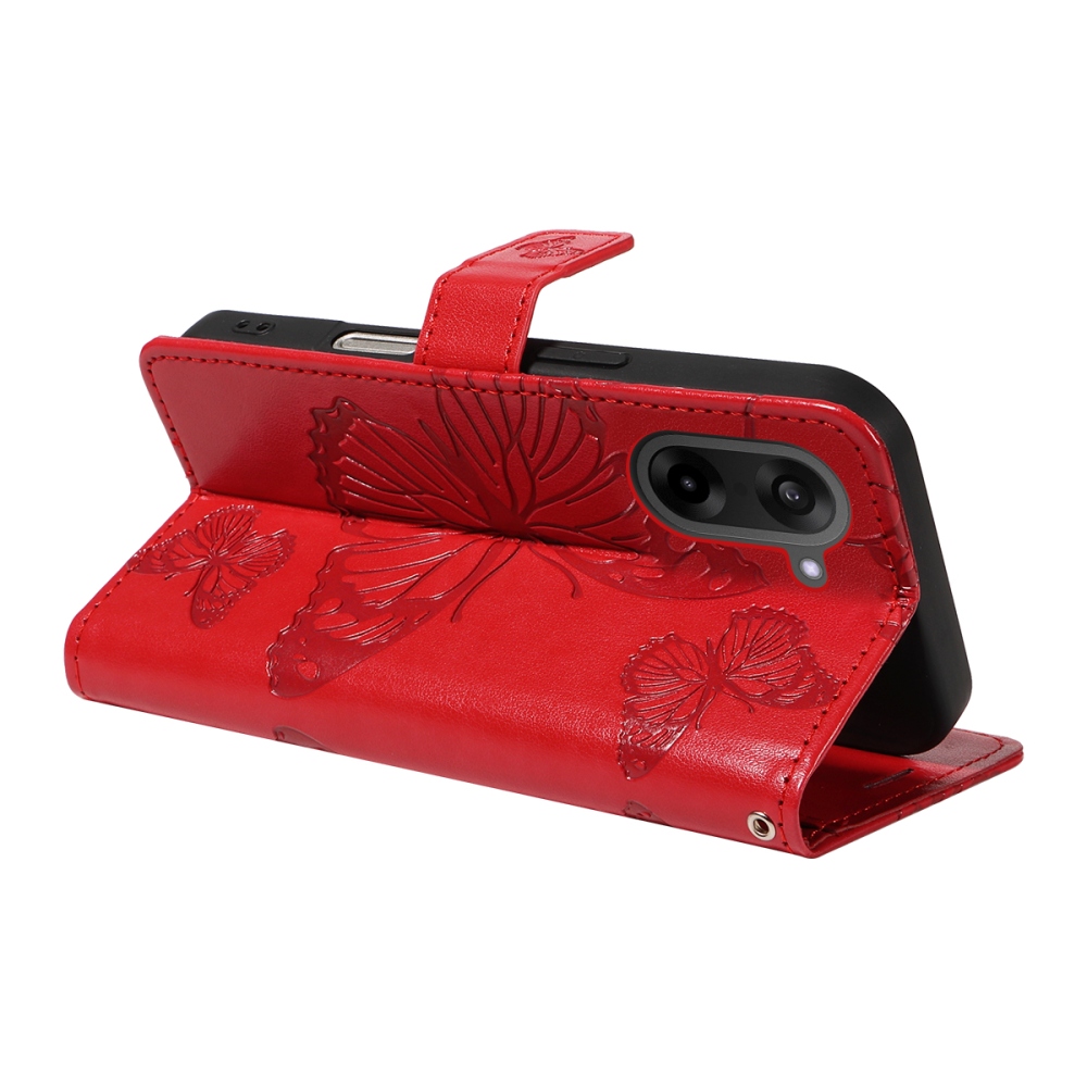 Nagy pillangó könyv tok a OnePlus Nord CE5 5G számára - piros