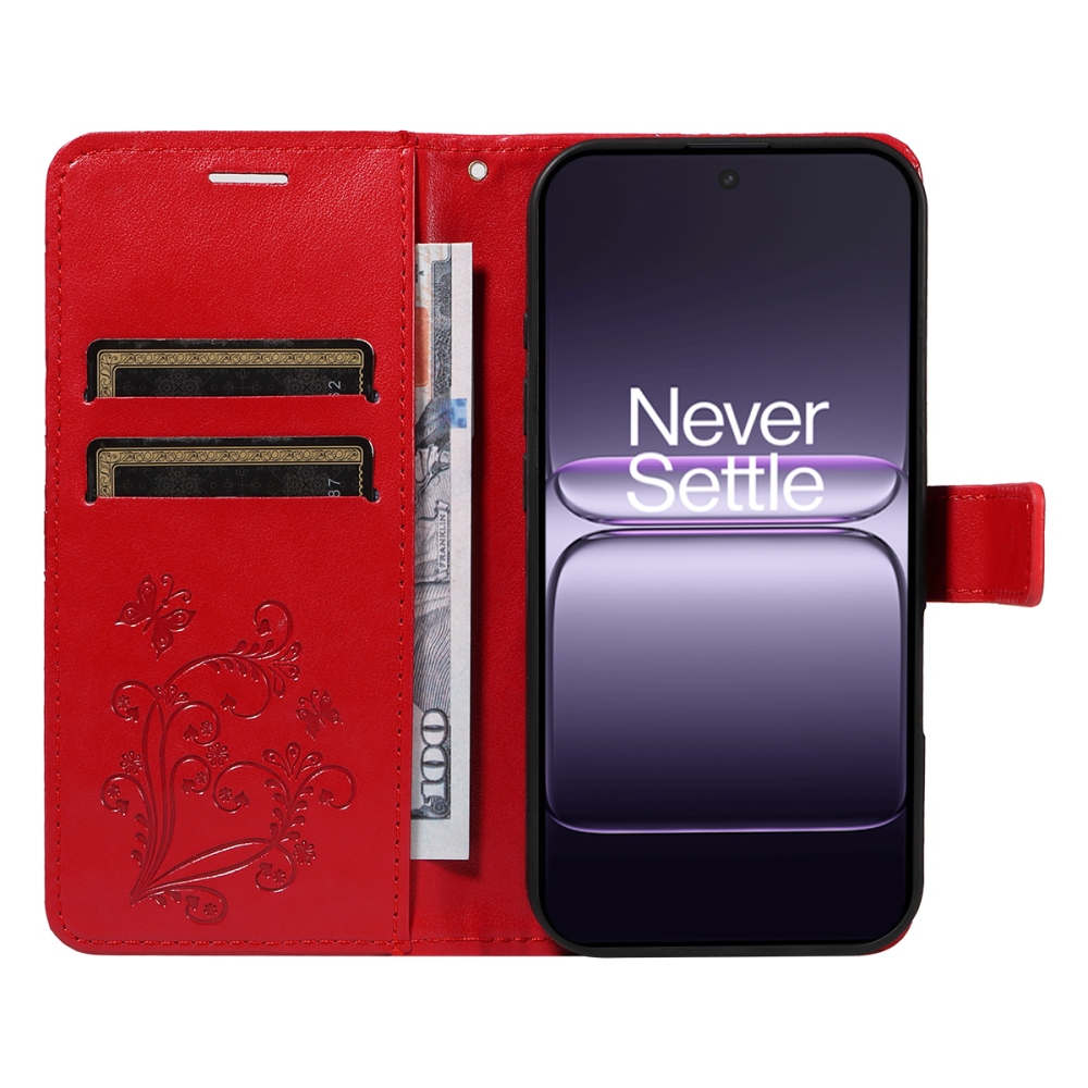 Nagy pillangó könyv tok a OnePlus Nord CE5 5G számára - piros