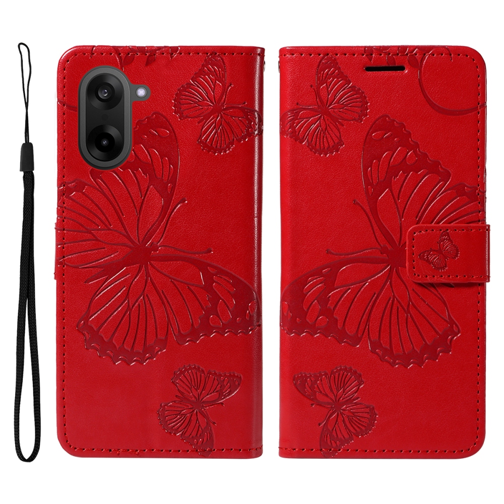 Nagy pillangó könyv tok a OnePlus Nord CE5 5G számára - piros