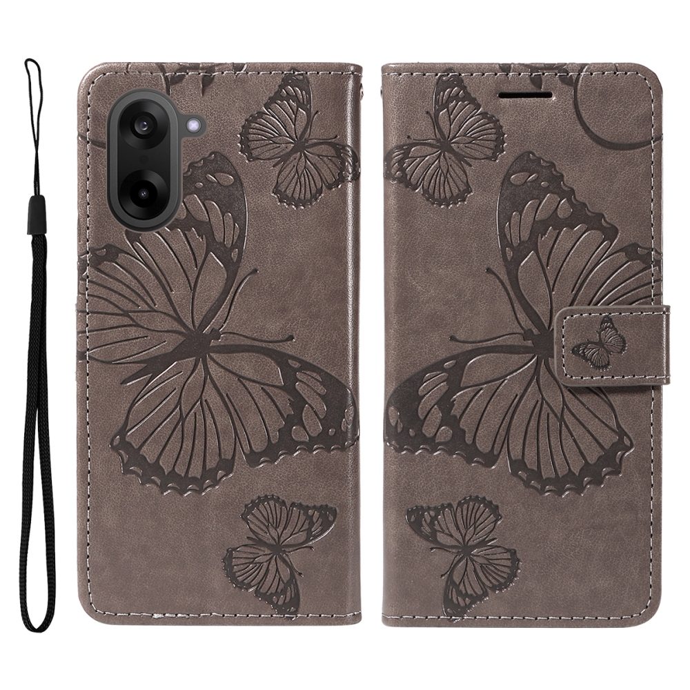 Nagy pillangó könyv tok a OnePlus Nord CE5 5G számára - szürke