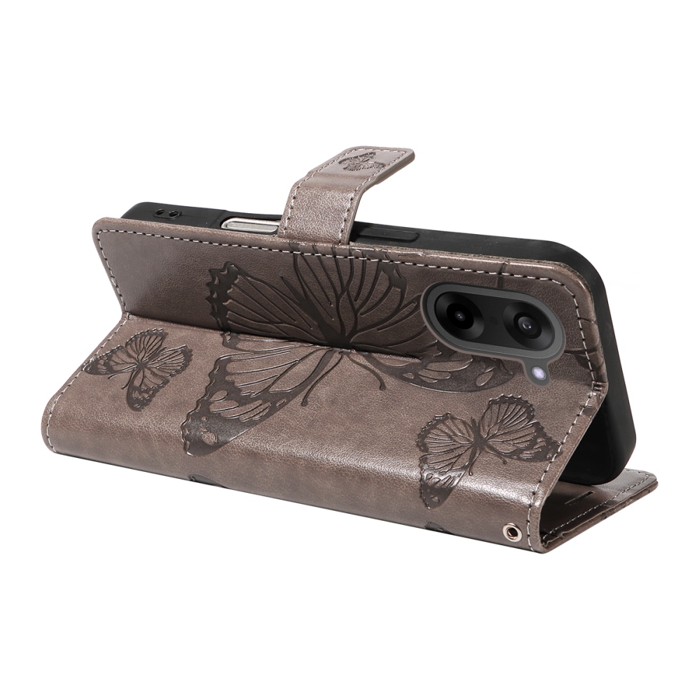 Nagy pillangó könyv tok a OnePlus Nord CE5 5G számára - szürke