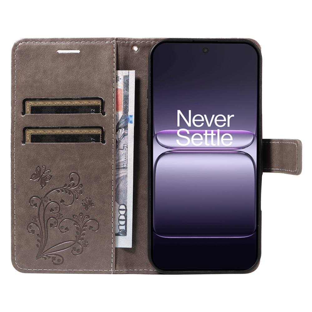 Nagy pillangó könyv tok a OnePlus Nord CE5 5G számára - szürke