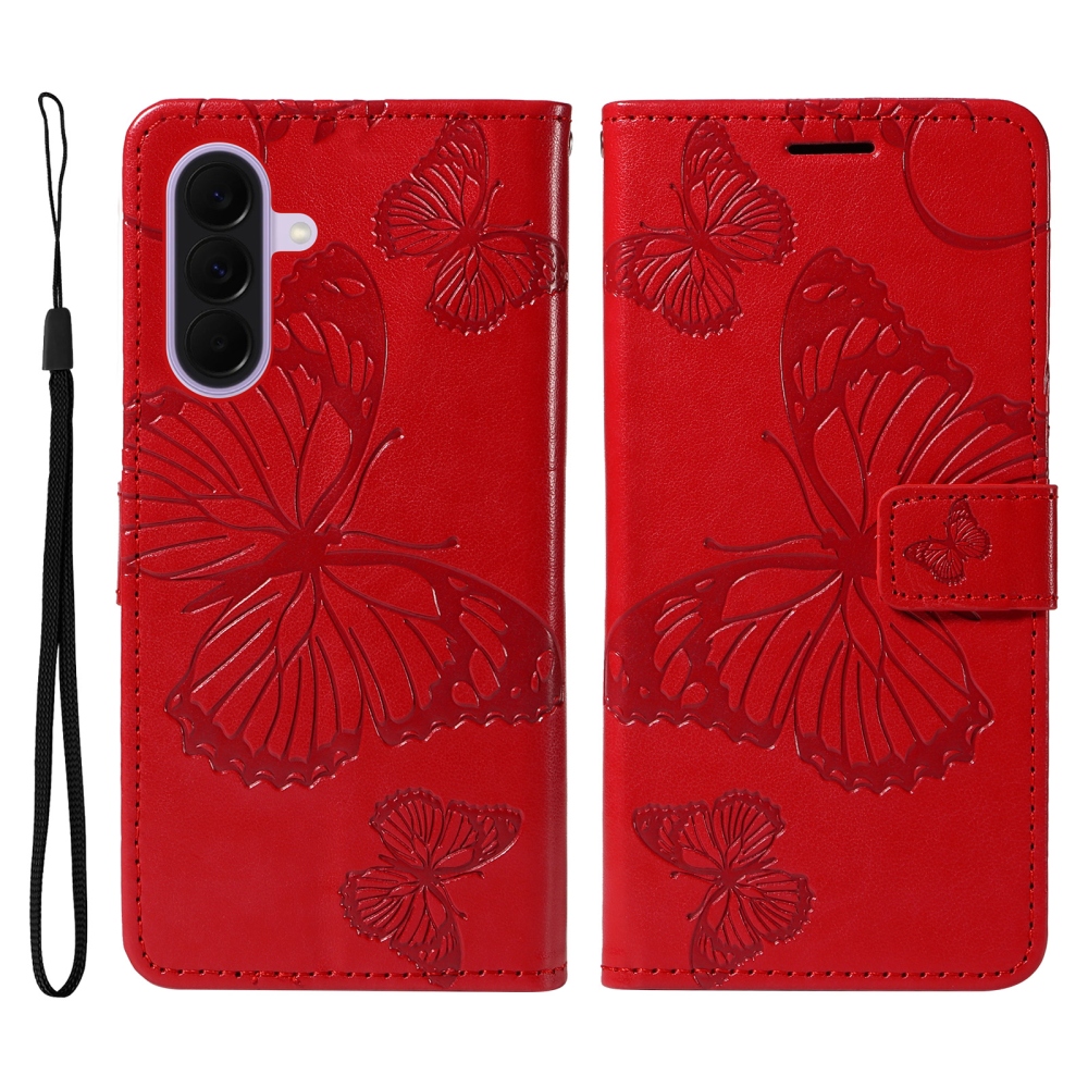 Nagy pillangó könyv tok Samsung Galaxy A27-hez - piros