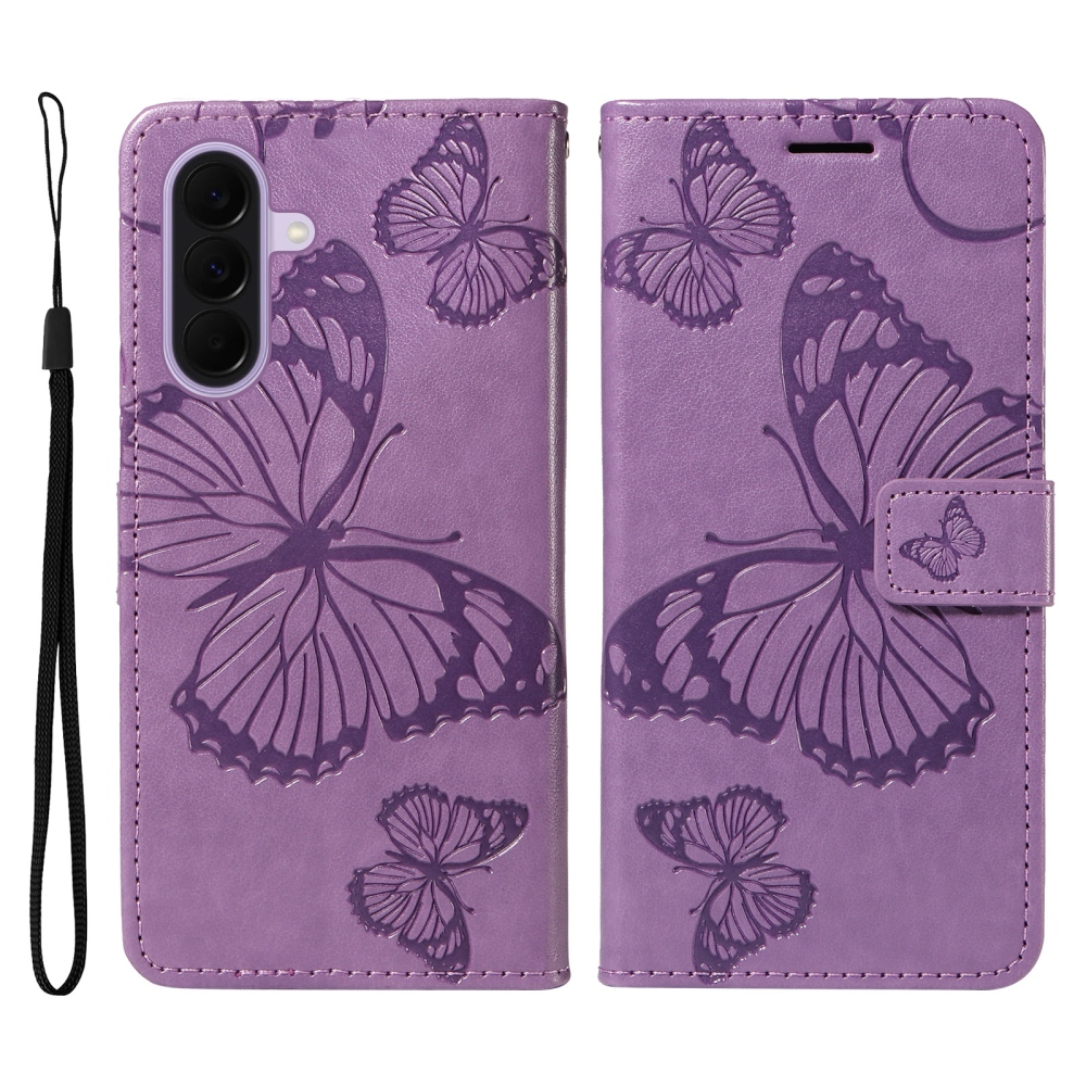 Nagy pillangó könyv tok Samsung Galaxy A27-hez - lila