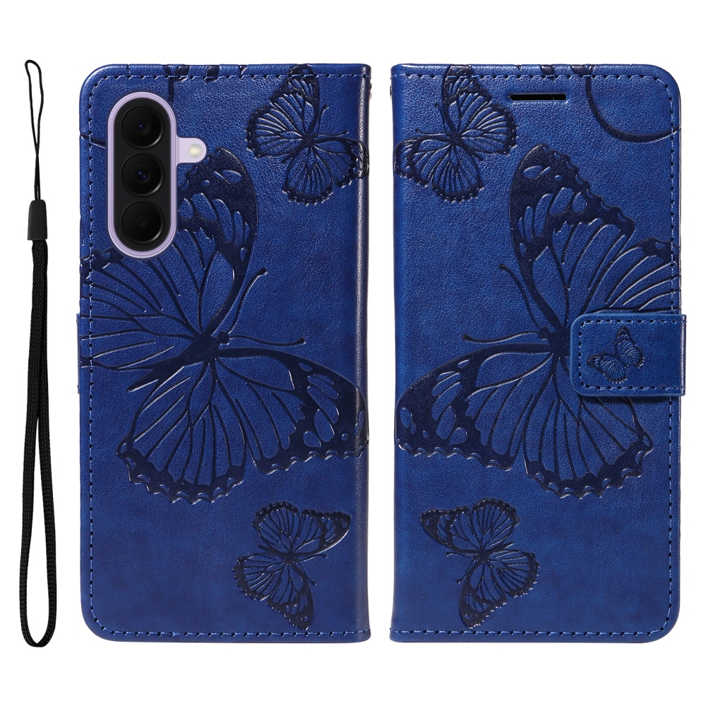 Nagy pillangó könyv tok Samsung Galaxy A27-hez - kék