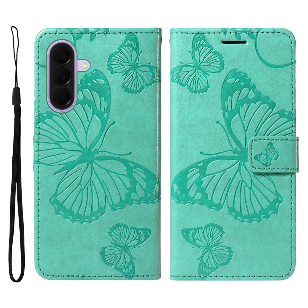 Nagy pillangó könyv tok Samsung Galaxy A27 készülékhez - teáskék színű