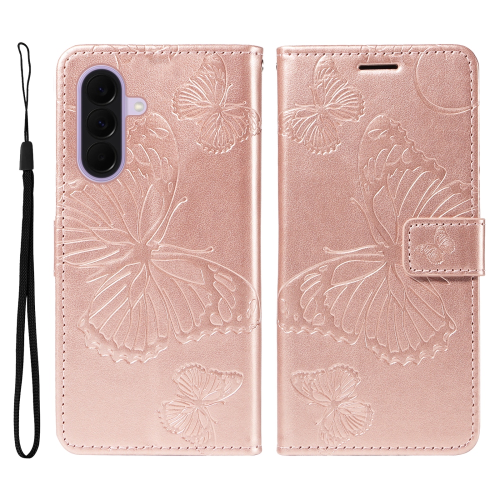 Nagy pillangó könyv tok Samsung Galaxy A27-hez - rózsaarany