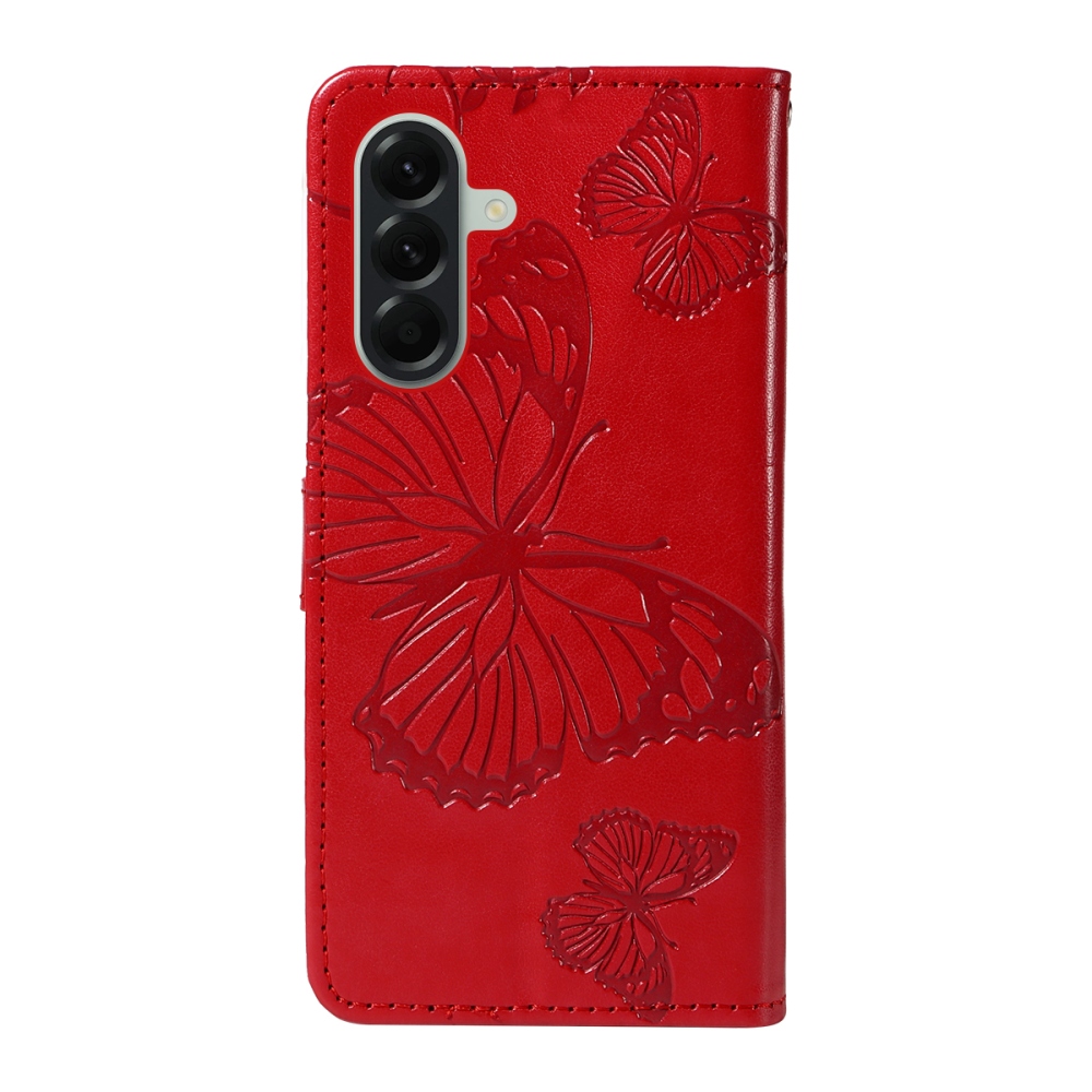 Nagy pillangó könyv tok Samsung Galaxy A57 5G-hez - piros