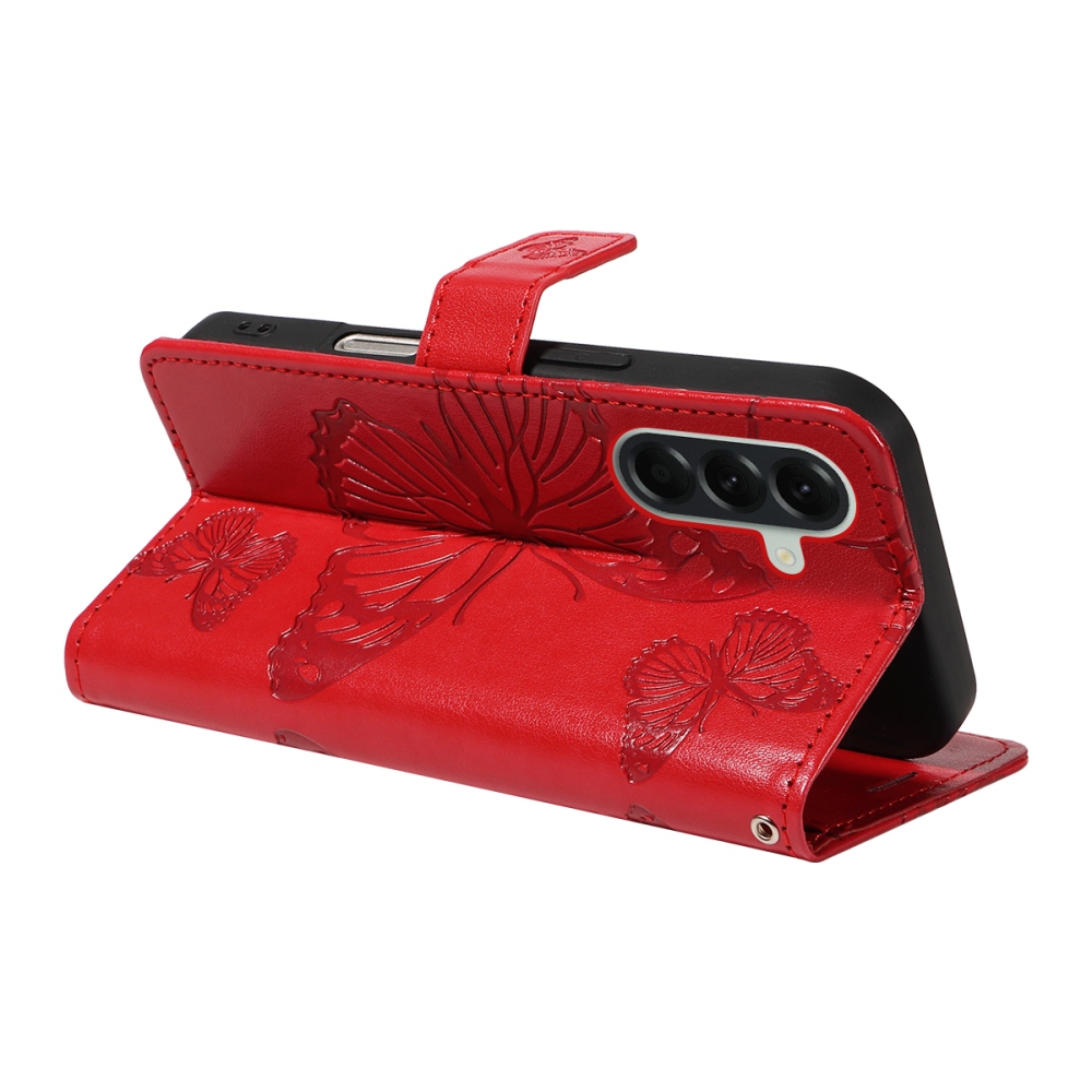 Nagy pillangó könyv tok Samsung Galaxy A57 5G-hez - piros