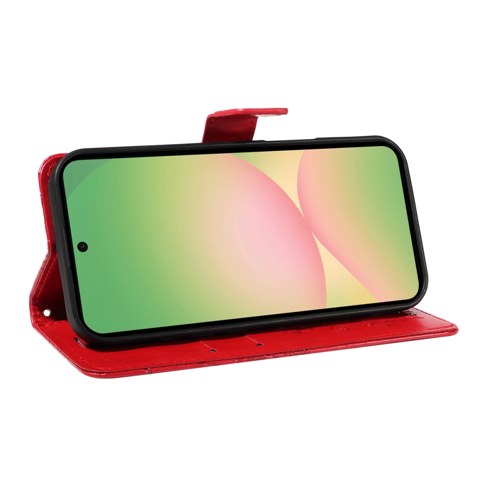 Nagy pillangó könyv tok Samsung Galaxy A57 5G-hez - piros