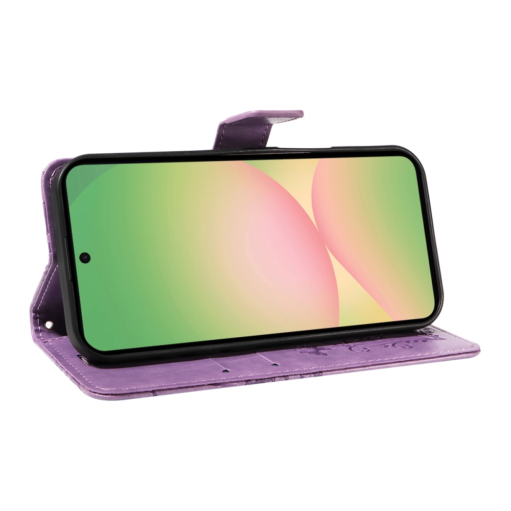 Nagy pillangó könyv tok Samsung Galaxy A57 5G-hez - lila