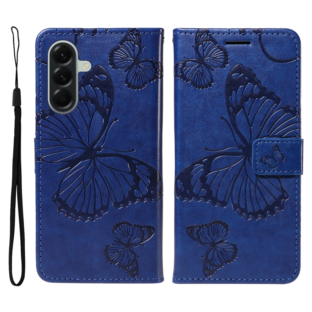 Nagy pillangó könyv tok Samsung Galaxy A57 5G-hez - kék