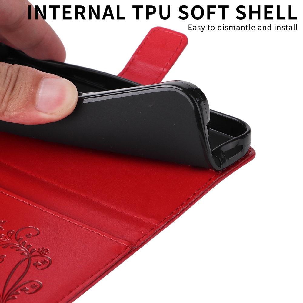 Nagy pillangó könyv tok Samsung Galaxy S26+ készülékhez - piros