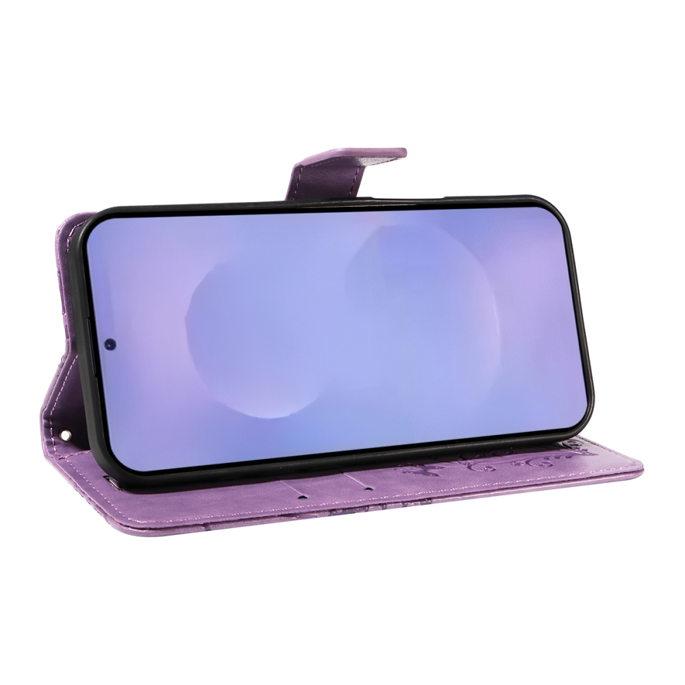 Nagy pillangó könyv tok Samsung Galaxy S26+ készülékhez - lila