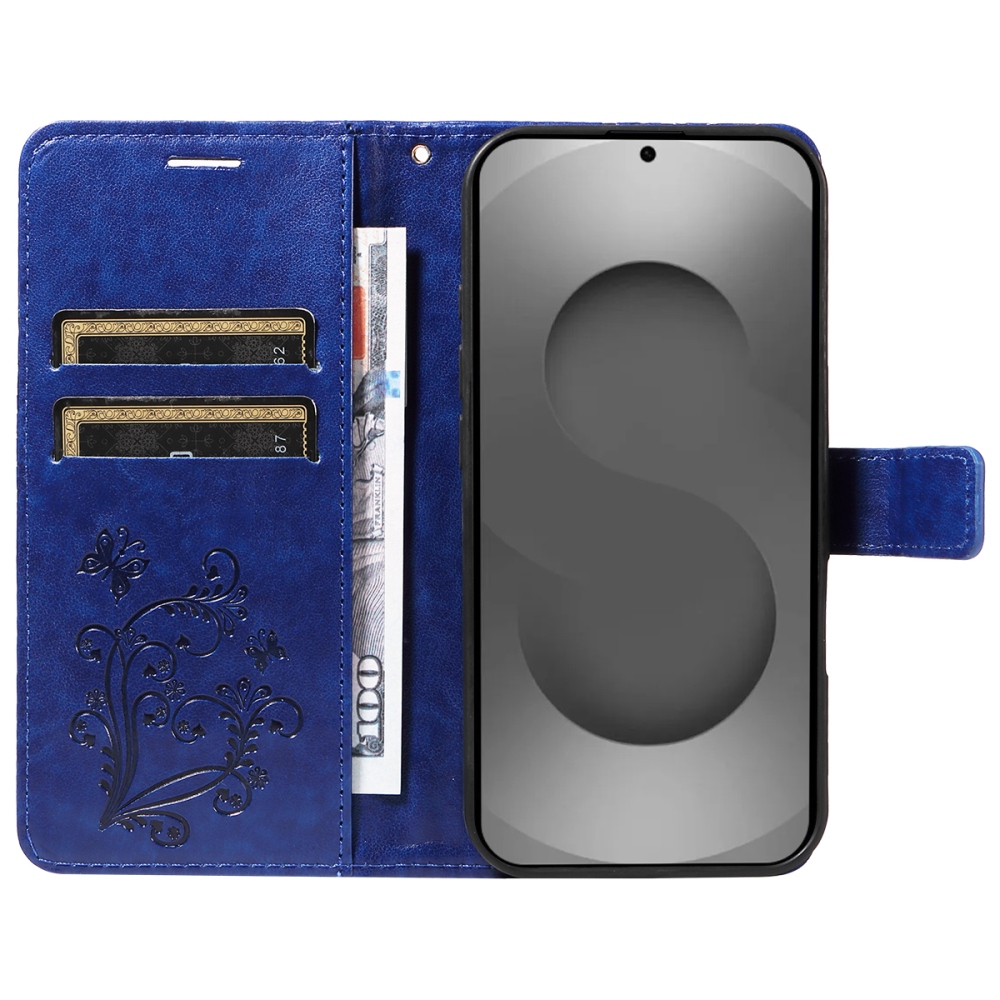 Nagy pillangó könyv tok Samsung Galaxy S26 Ultra készülékhez - kék